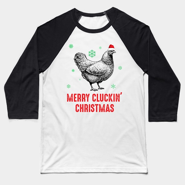 Merry Cluckin' Christmas Chicken Lover Baseball T-Shirt by LotusTee